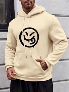 ChArmkpR Mens Smile Face Graphic Kangaroo Pocket Casual Drawstring Hoodies Winter