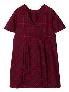 Burberry Kids checked cotton pleated dress - Rood