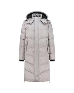 Malelions Women Monogram Long Puffer Jacket - Grey