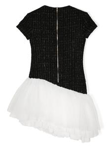 Balmain Kids Tweed jurk met gelaagde rok - Zwart