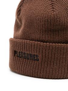 Pleasures logo-embroidered turn-up beanie - Bruin