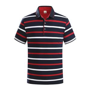 Smiling Mall - E Polo Shirt Heren T-shirt met korte mouwen Revers Top Fashion Kraag Streep Katoen Half Mouw T-shirt Heren