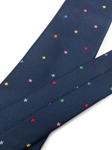 Paul Smith star-embroidered silk tie - Blauw