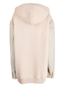 MM6 Maison Margiela numbers-motif panelled hoodie - Bruin