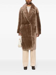 Blancha long-sleeve shearling coat - Bruin