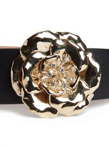 Carolina Herrera floral-buckle leather belt - Zwart