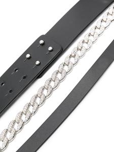 Maje rhinestone-embelished leather double belt - Zwart