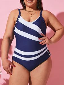 Dresslily Plus Size Striped Star Pattern One-Piece Swimsuit