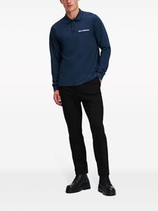 Karl Lagerfeld logo-print piqué organic cotton polo shirt - Blauw
