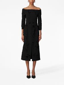 Carolina Herrera off-shoulder floral-embroidered dress - Zwart