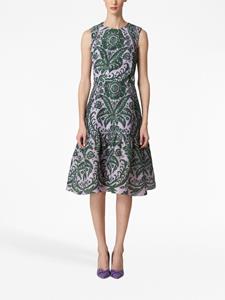 Carolina Herrera floral-print tiered-hem midi dress - Paars