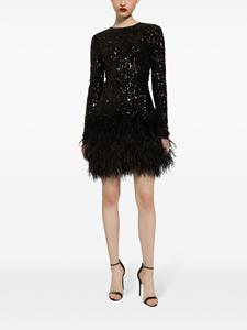Dolce & Gabbana feather-trim sequinned minidress - Zwart