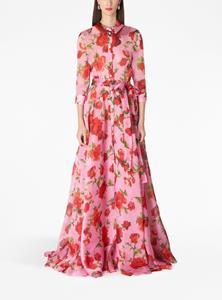 Carolina Herrera rose-print organza trench gown - Roze