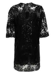 Semicouture floral-embroidered sequin-embellished minidress - Zwart