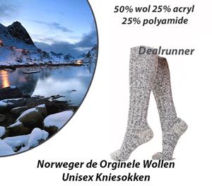 Dealrunner 2-Paar Norweger de Orginele Wollen Unisex Kniesokken