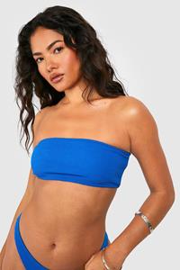 Boohoo Gekreukelde Bandeau Bikini Top, Pacific Blue