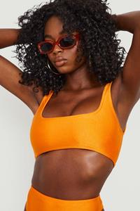 Boohoo Mix & Match Bikini Top Met Lage Ronde Hals, Orange