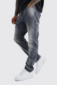 Boohoo Onbewerkte Slim Fit Biker Jeans Met Panelen, Grey