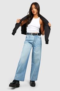 Boohoo The Petite Mom Jeans, Washed Blue