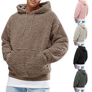 ADA Men Thick Fleece Plush Warm Hoodie Pullover Winter Plush Fur Hooded Sweatshirts