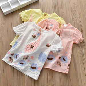 BOOSKU Baby Girls Summer Cotton Floral Pattern T-shirt Tops Blouse Short Sleeve Children Casual Tee Shirts