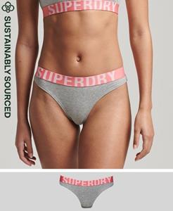 Superdry Vrouwen Bikinibroekje van Biologisch Katoen met Groot Logo Lichtgrijs