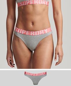 Superdry Female Bikinibroekje van Biologisch Katoen met Groot Logo Lichtgrijs