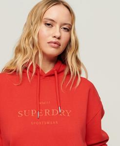 Superdry Vrouwen Oversized Code Heraldry Hoodie Rood Grootte: XS/S