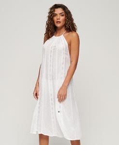 Superdry Vrouwen Midi-jurk met Halternek Wit