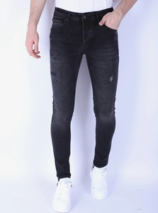 Local Fanatic Stone washing slim fit jeans met stretch 1105