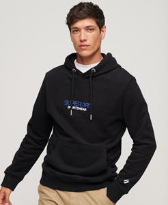 Superdry Mannen Sportswear Logo Hoodie met Losse Pasvorm Zwart Grootte: S