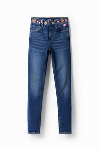 Desigual Slim Jeans geborduurde bloemen - BLUE