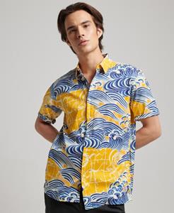 Superdry Male Hawaiian Overhemd met Korte Mouwen Geel