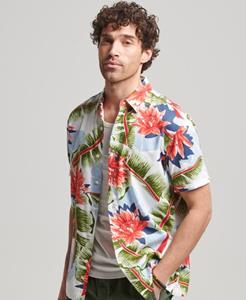 Superdry Mannen Hawaiian Overhemd met Korte Mouwen Wit