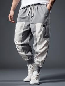 ChArmkpR Mens Contrast Patchwork Casual Loose Drawstring Waist Pants Winter