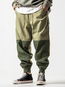 ChArmkpR Mens Two Tone Patchwork Casual Drawstring Waist Loose Pants Winter
