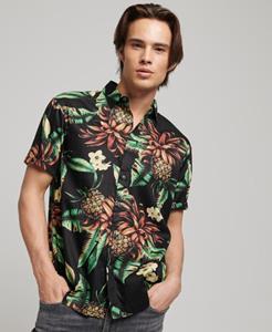 Superdry Male Hawaiian Overhemd met Korte Mouwen Zwart