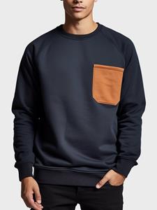 ChArmkpR Mens Contrast Chest Pocket Crew Neck Casual Pullover Sweatshirts Winter