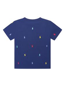 Ralph Lauren Kids Polo Pony-embroidered cotton-blend T-shirt - Blauw