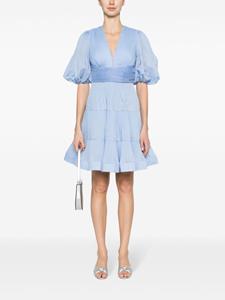 Zimmermann puff-sleeve pleated minidress - Blauw