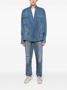 Greg Lauren distressed drawstring-waist jeans - Blauw