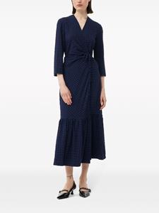 GANNI Gewikkelde midi-jurk met gingham ruit - Blauw