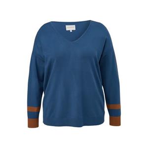 TRIANGLE V-Ausschnitt-Pullover, mit mehrfarbigem Ärmelabschluss