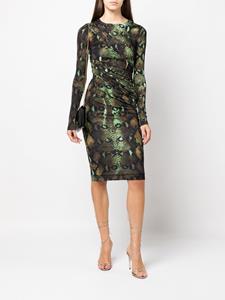 Roberto Cavalli Midi-jurk met pythonprint - Groen