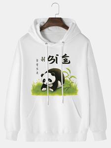 ChArmkpR Mens Cute Panda Print Kangaroo Pocket Drawstring Hoodies Winter