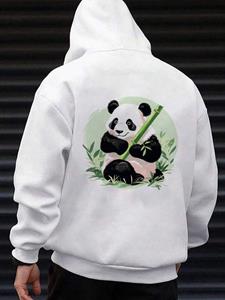 ChArmkpR Mens Panda Bamboo Back Print Long Sleeve Loose Hoodies Winter