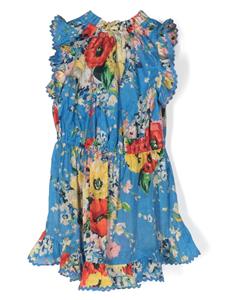 ZIMMERMANN Kids Alight floral-print cotton dress - Blauw