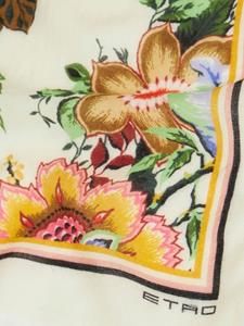 ETRO Gestreepte sjaal met bloemenprint - Beige