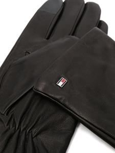 Tommy Hilfiger logo-patch leather gloves - Zwart