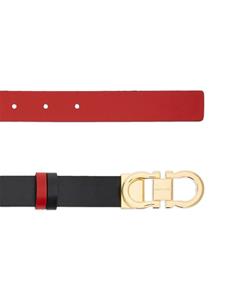 Ferragamo Gancini-buckle reversible leather belt - Zwart